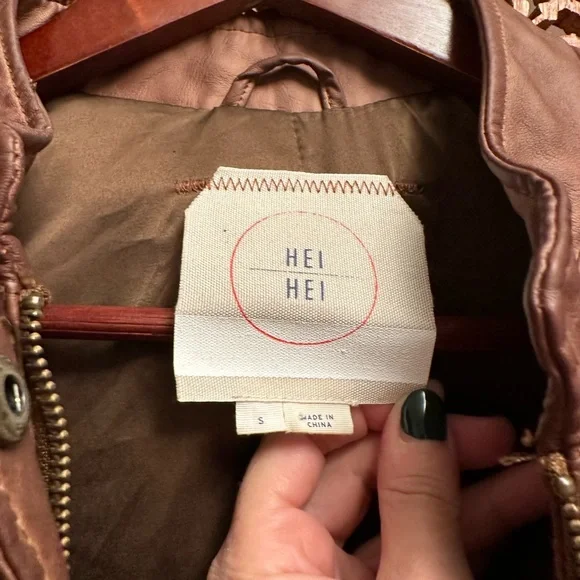 🚺 Anthropologie Hei Hei cognac brown vegan leather jacket - Picture 5 of 15